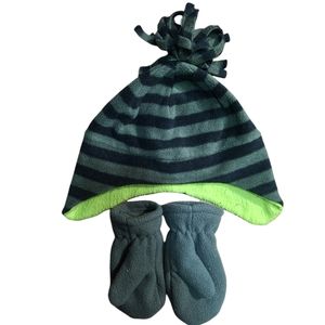 Fleece Hat and Mittens Matching Hat and Mittens Green Hat with Mittens Toddler